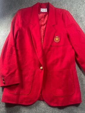 Vintage Pendleton Red Wool Blazer with Crest